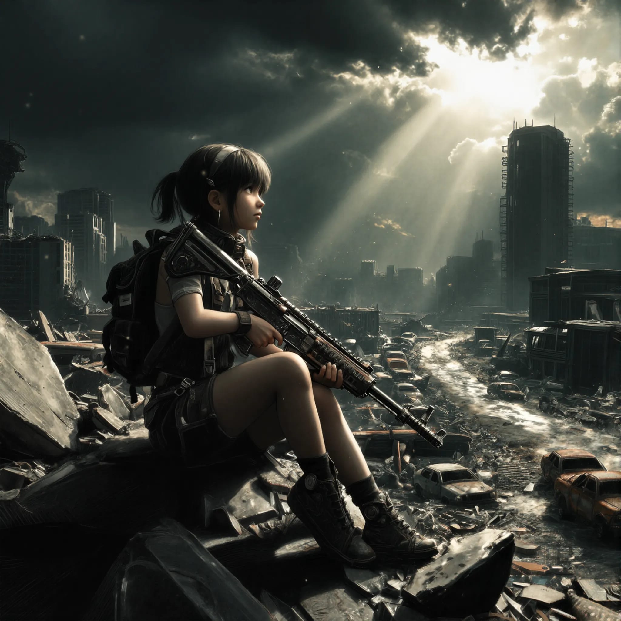 廃墟と少女 | の人気AIイラスト・グラビア