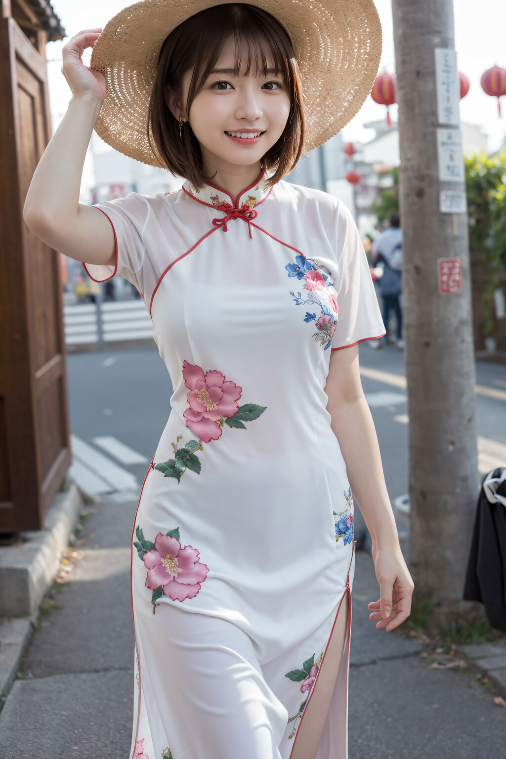 中華街を散策する女性