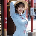 中華街を散策する女性 4枚目