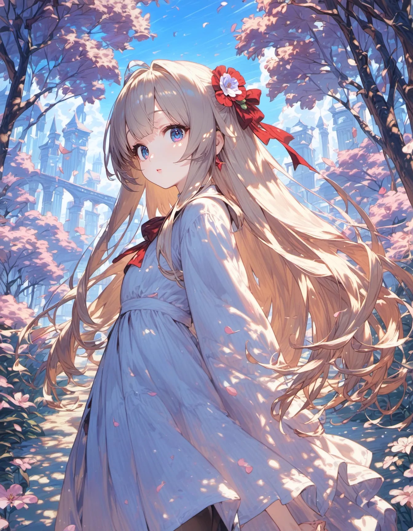 Cherry Blossoms and Castle Views | の人気AIイラスト・グラビア