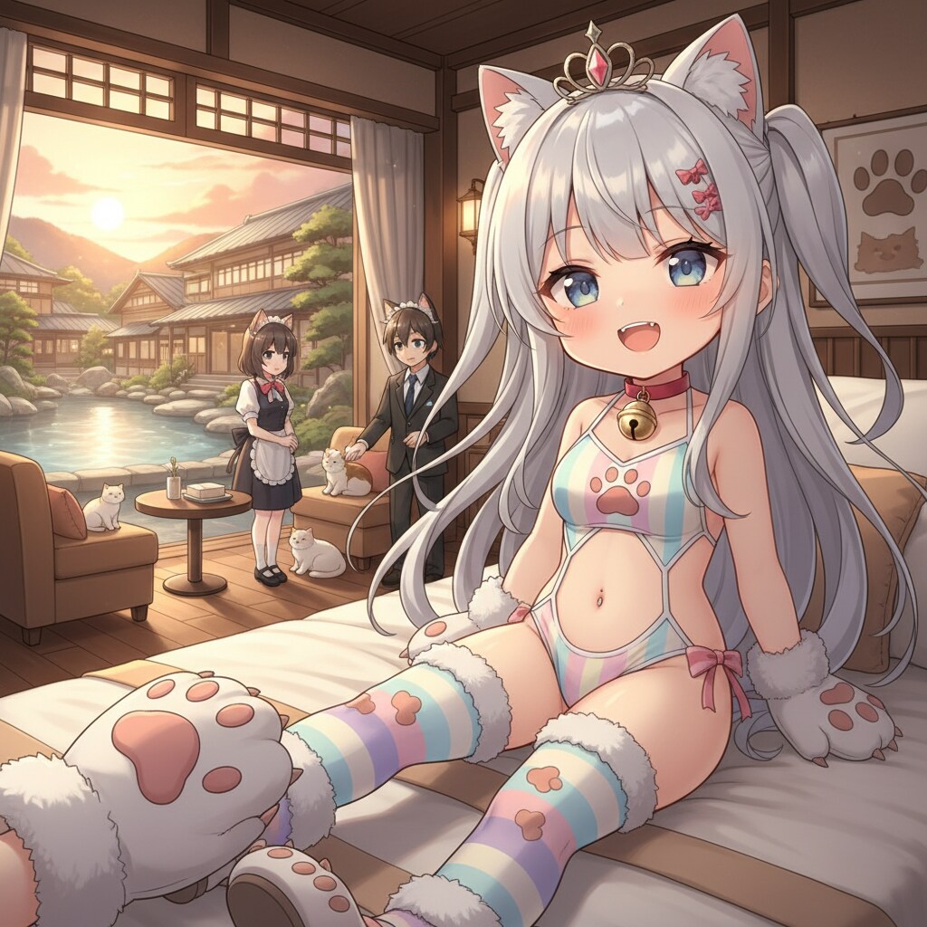 銀ツイにゃん。足マッサージ