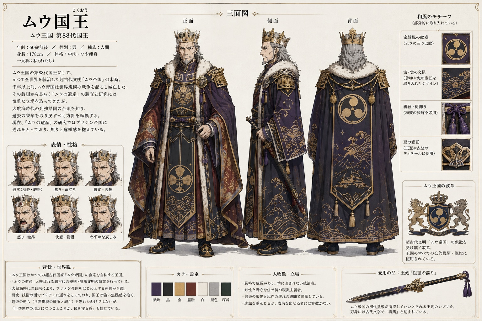 ムウ国王三面図 | の人気AIイラスト・グラビア