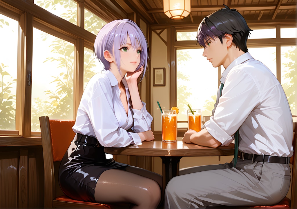向かい合う二人