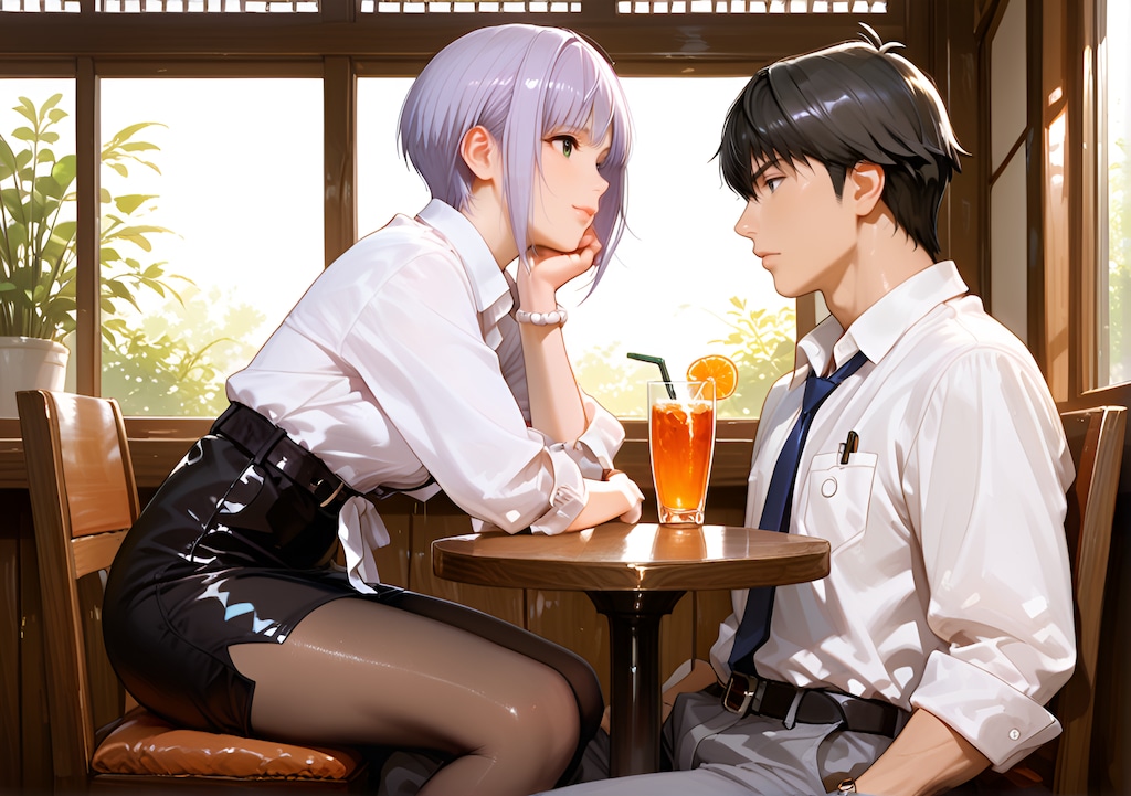 向かい合う二人