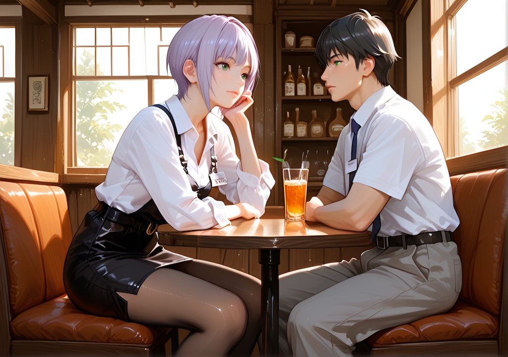 向かい合う二人