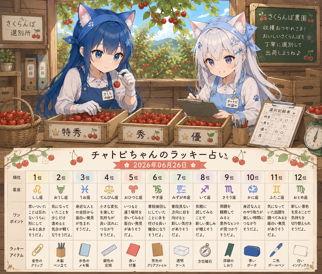 チャトピちゃん占い(06/26)