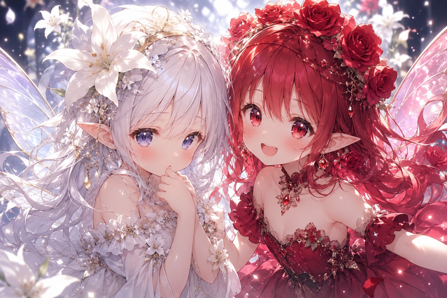 赤薔薇と白百合2 | の人気AIイラスト・グラビア