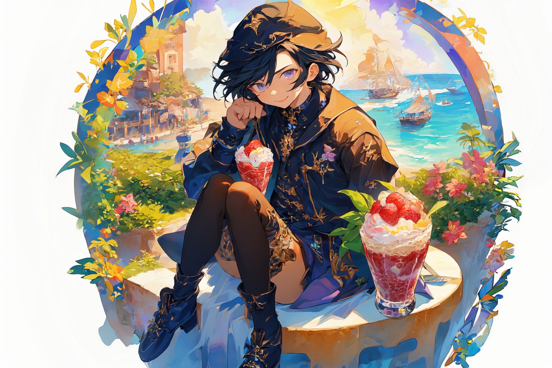 海辺のパフェは夏の味！