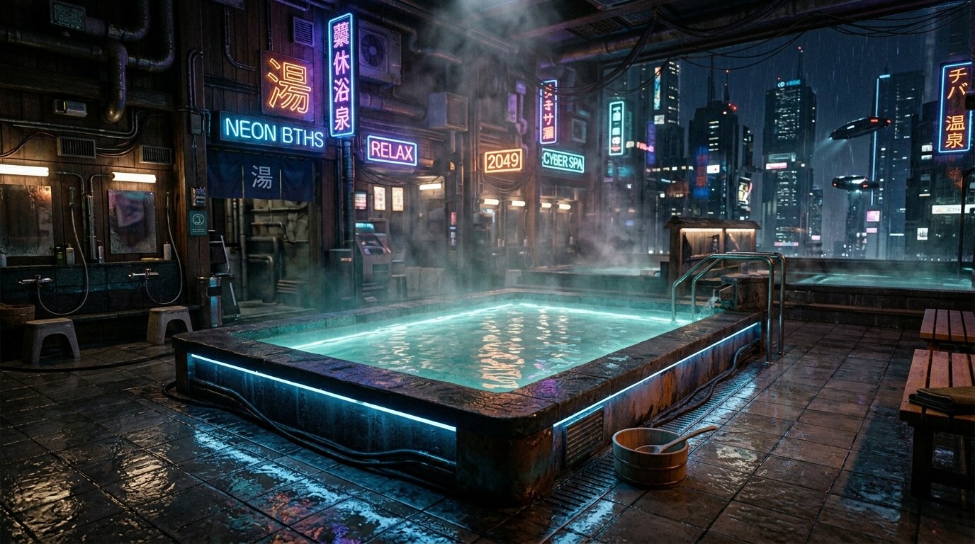 サイバーパンクな銭湯 | の人気AIイラスト・グラビア