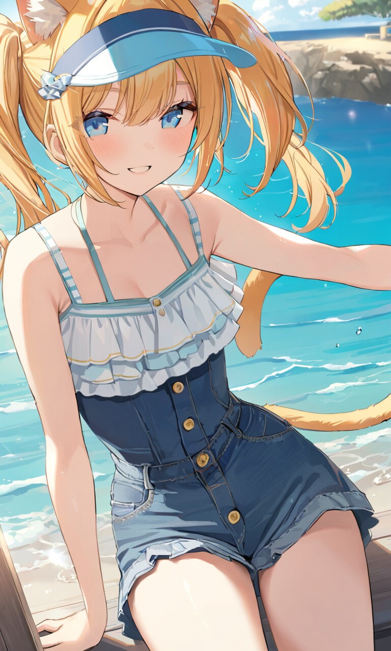 こるり「砂浜を後に」まや「暑い(;´A｀)」 | の人気AIイラスト・グラビア