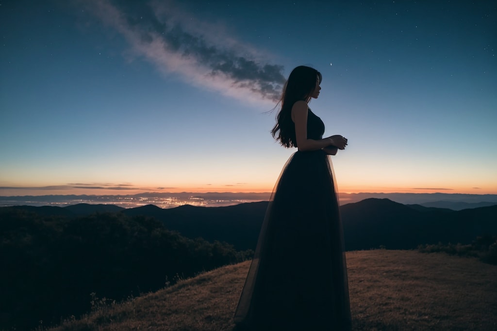 夜の夜景 街と銀河　フォト編