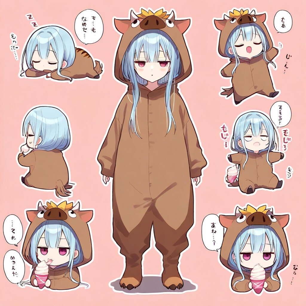 きぐるみの青髪ちゃん