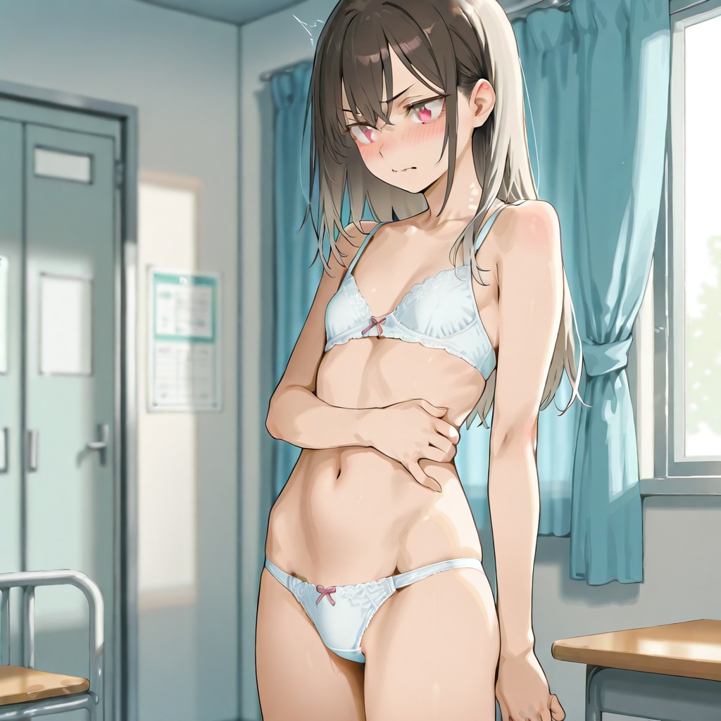 保健室で着替えに遭遇（怒った顔） 03