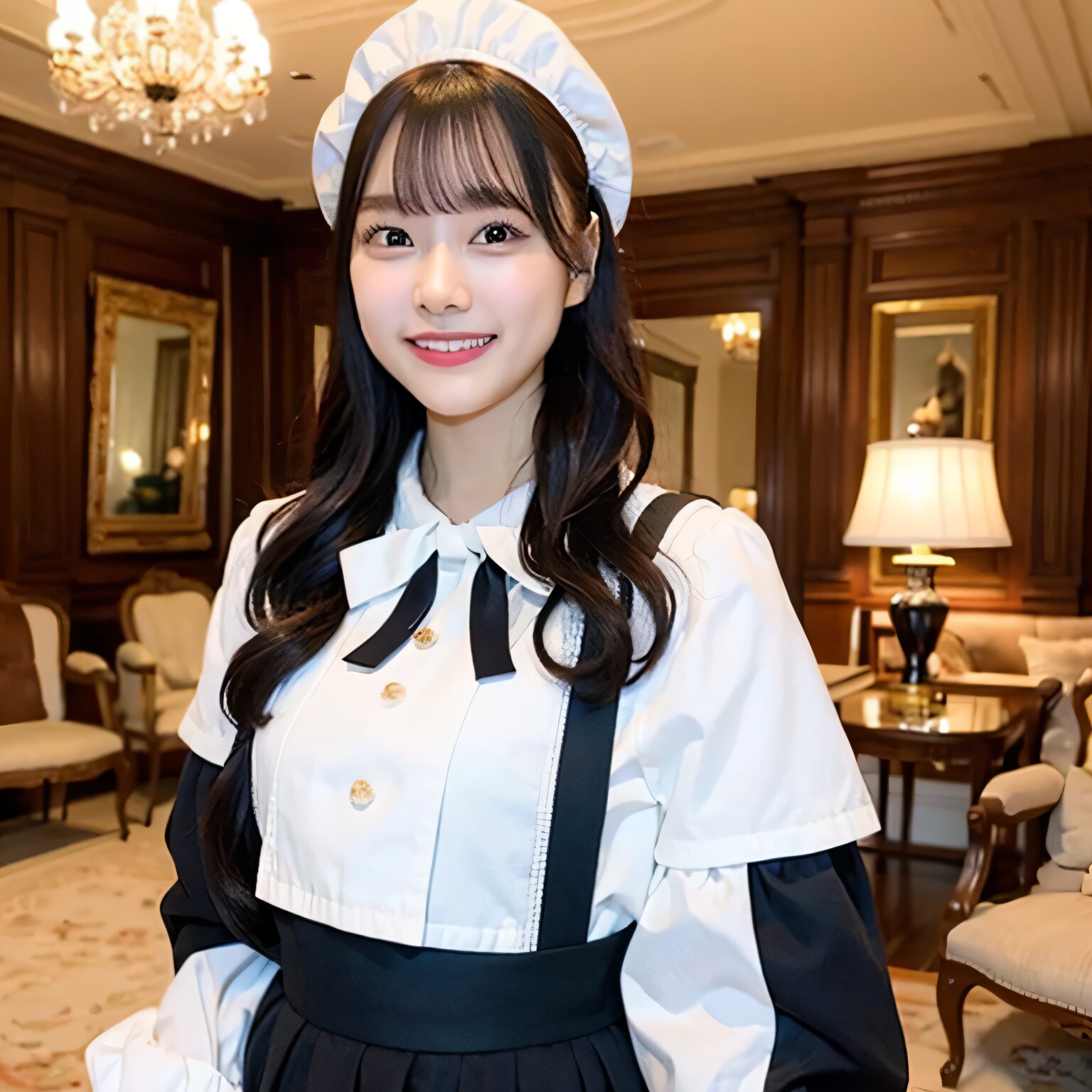 黒髪ロングでメイド服の美女８３ | の人気AIイラスト・グラビア