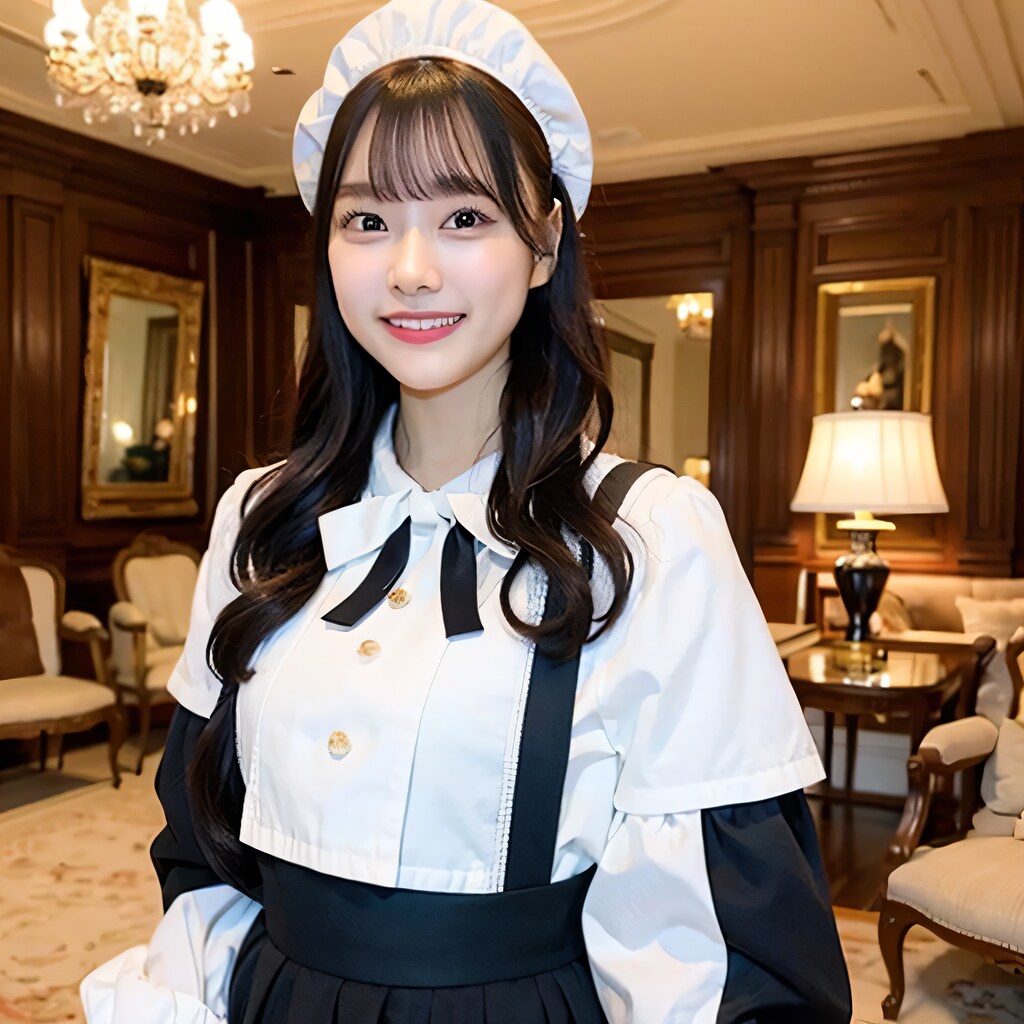 黒髪ロングでメイド服の美女８３