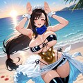 夏のビーチで踊る水着コスプレ人妻 10枚目