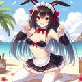 夏のビーチで踊る水着コスプレ人妻 12枚目