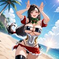 夏のビーチで踊る水着コスプレ人妻 6枚目