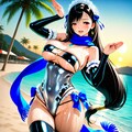 夏のビーチで踊る水着コスプレ人妻 11枚目