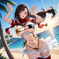 夏のビーチで踊る水着コスプレ人妻 7枚目