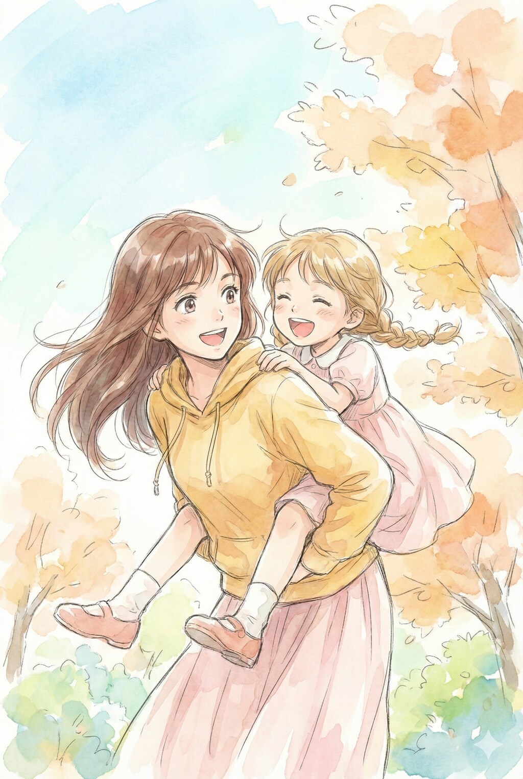 美少女姉妹がおんぶ👧