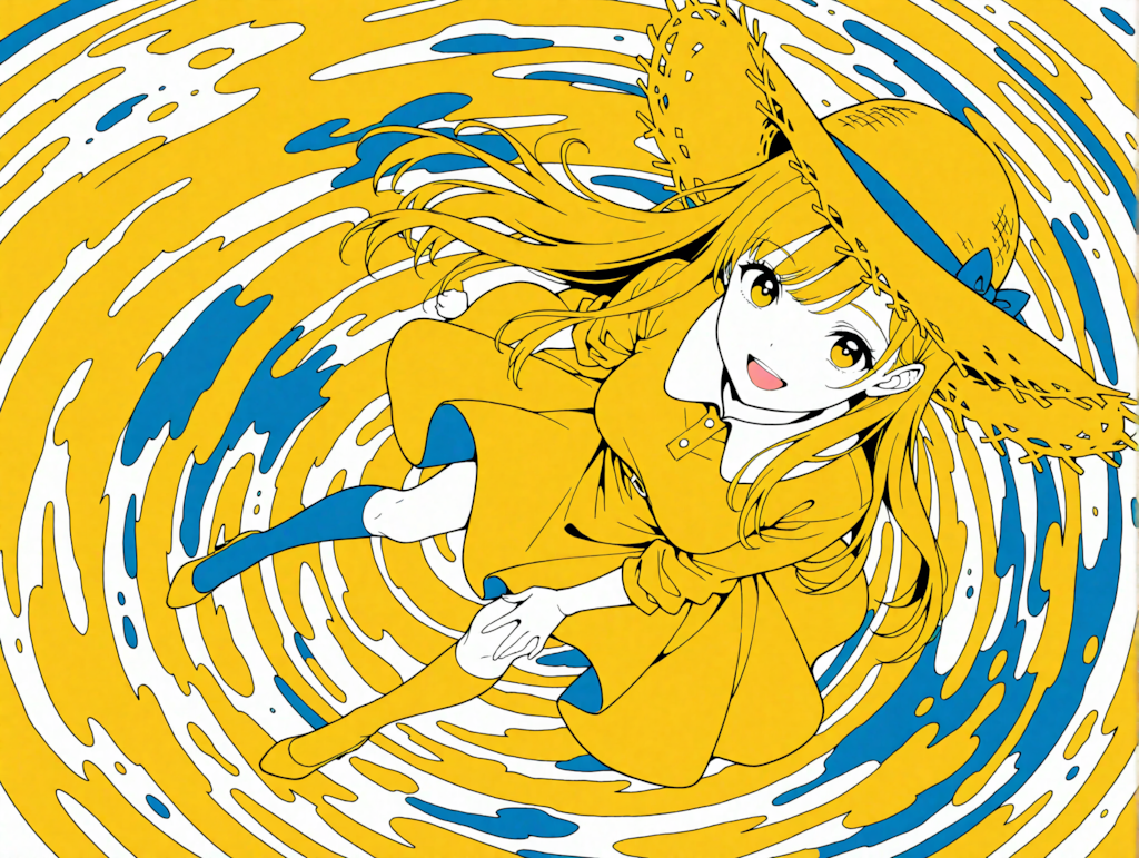 flat colorのプロンプトを足して入れてみた