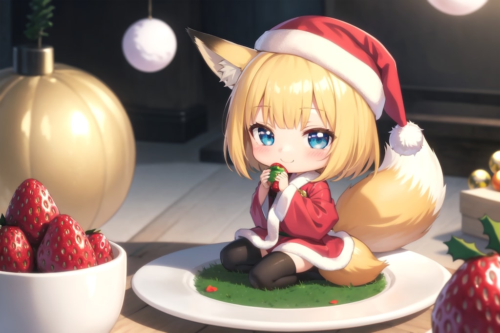 ヘタをもって、苺の先から食べるの正解！あっているよ-。