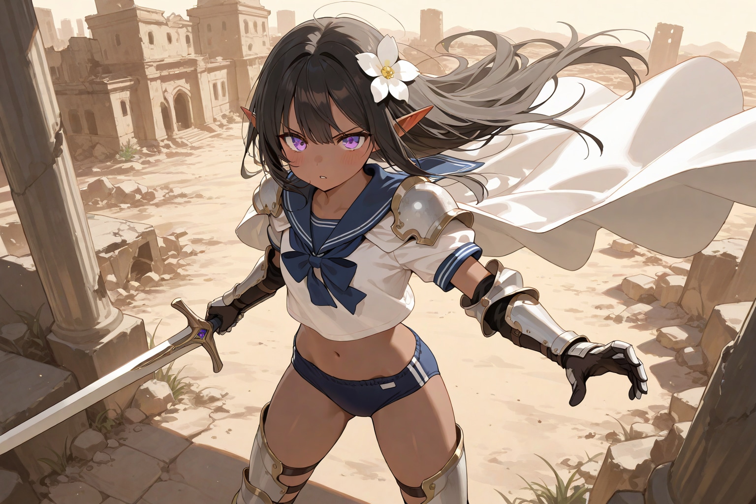 セーラーブルマアーマーのダークエルフさん