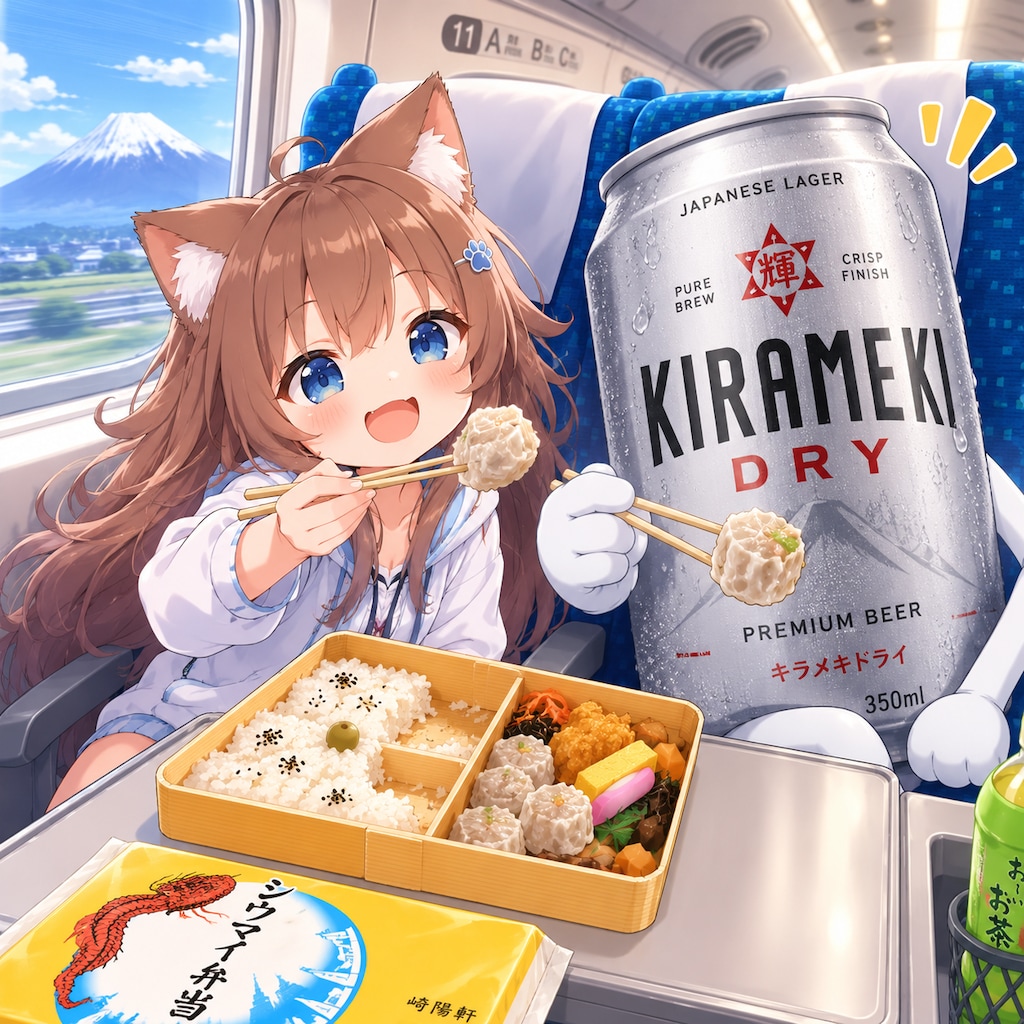 シウマイ弁当を食べる小さな女の子