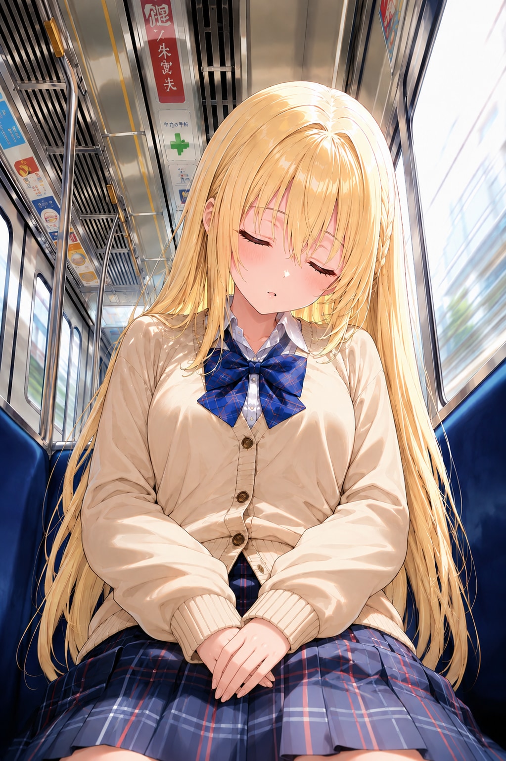 睡眠企画「通学中にうとうと」 | の人気AIイラスト・グラビア