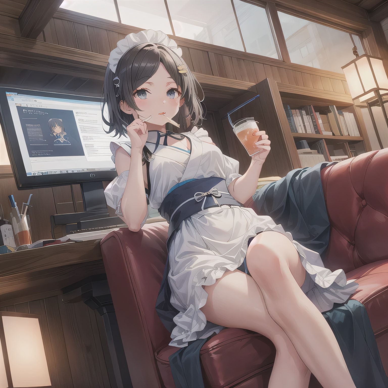 黒髪ボブで漫画喫茶の少女６ | の人気AIイラスト・グラビア