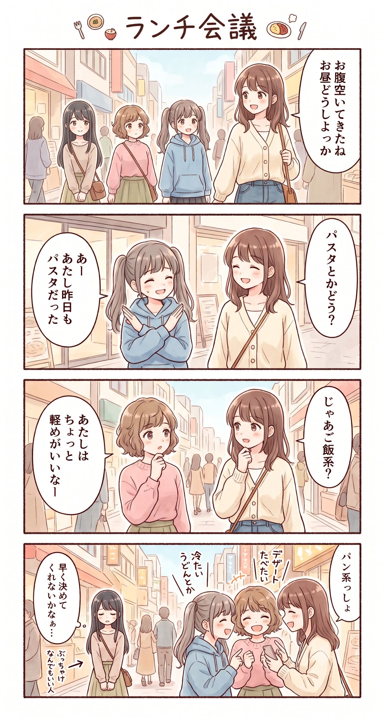 #118 ゆる日常4コマ「ランチ会議」 | の人気AIイラスト・グラビア