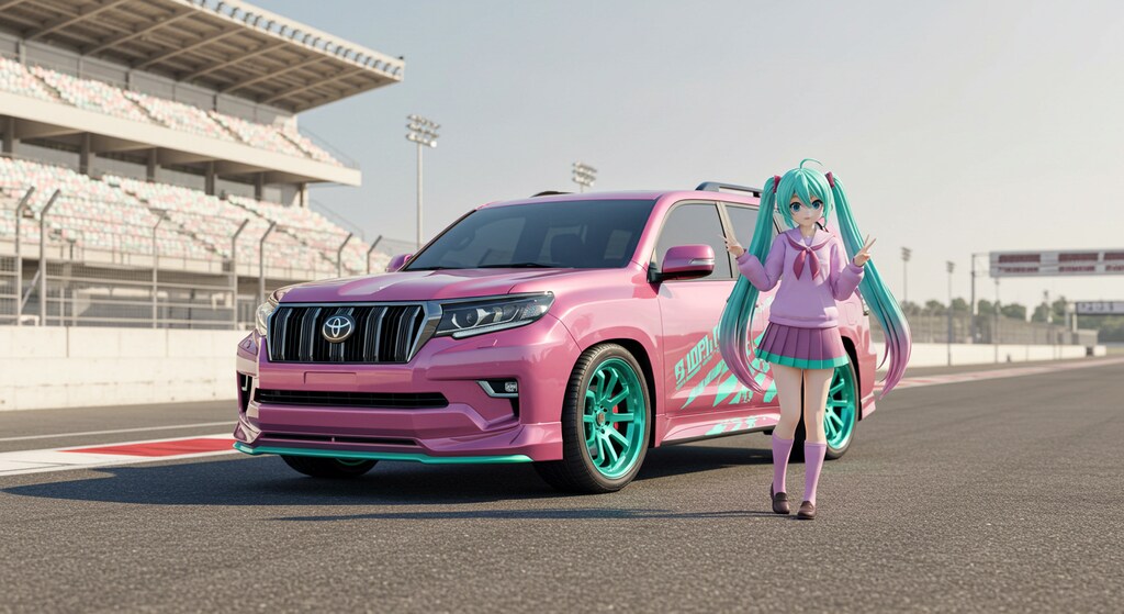 初音ミクとピンクカラーランクル