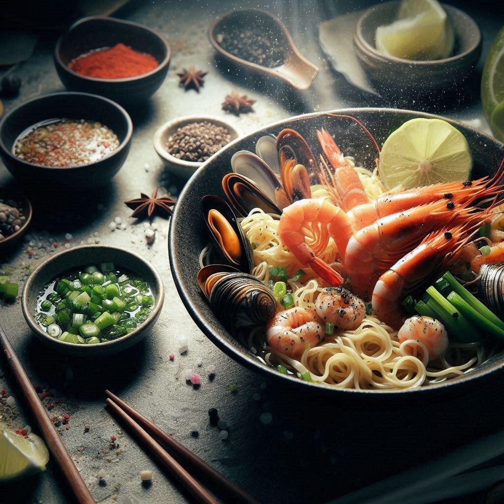 謎の粒子とseafood noodle