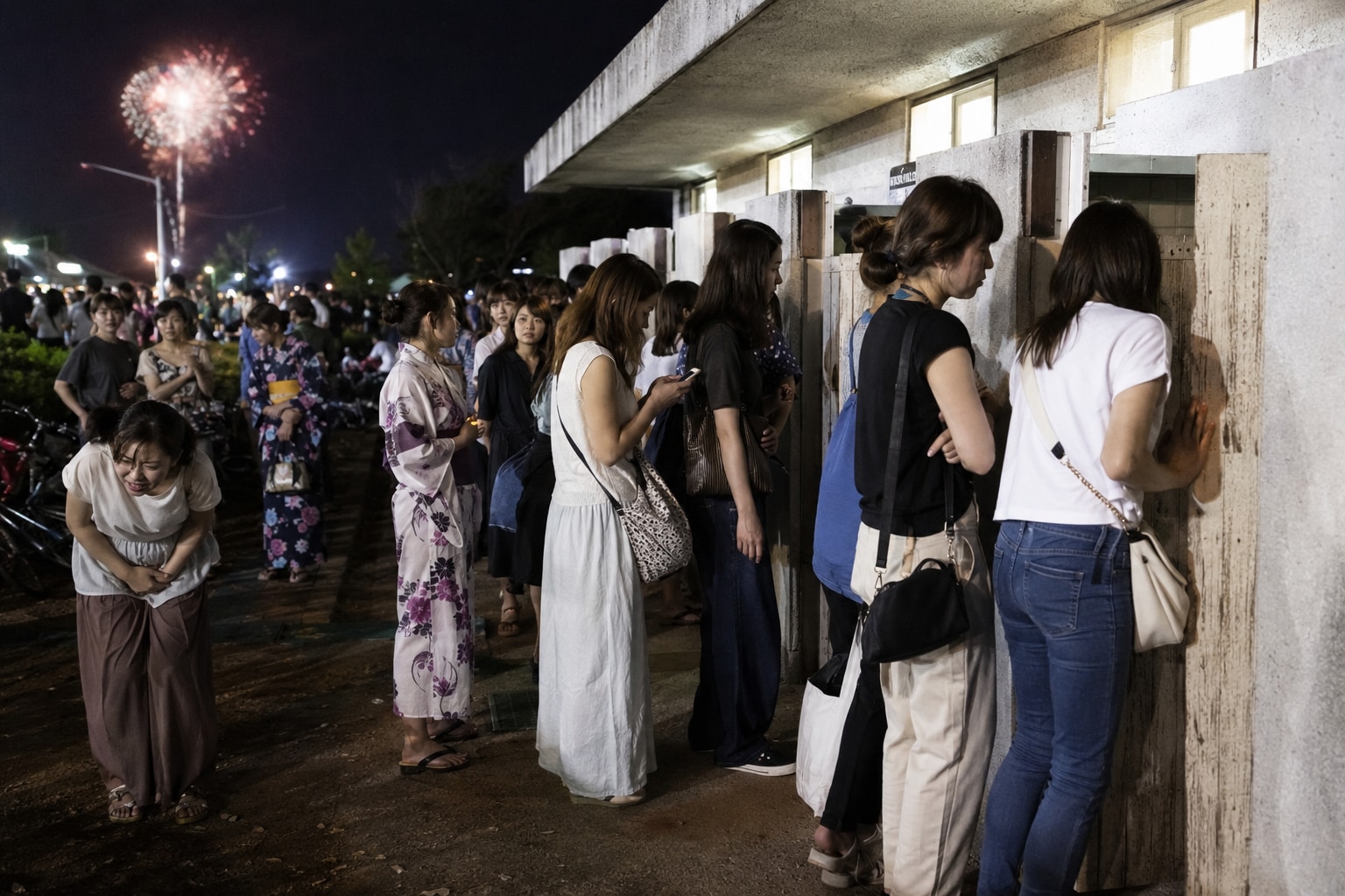 花火大会のトイレ待ち