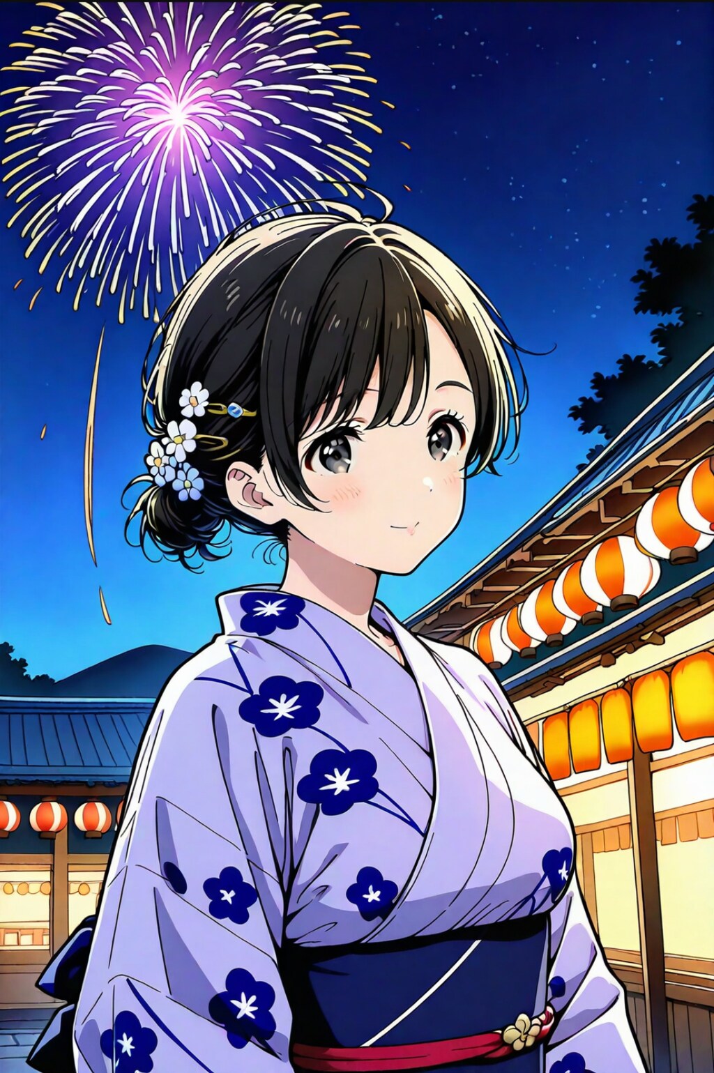 「あっ花火始まったよ、やっぱり近くで見るとすごい迫力だね。来れて良かったぁ」「昔、お互いの家族と一緒に見に来たこともあったね」「...その頃から私は可愛かったって！？ほんとお世辞が上手になったよね」