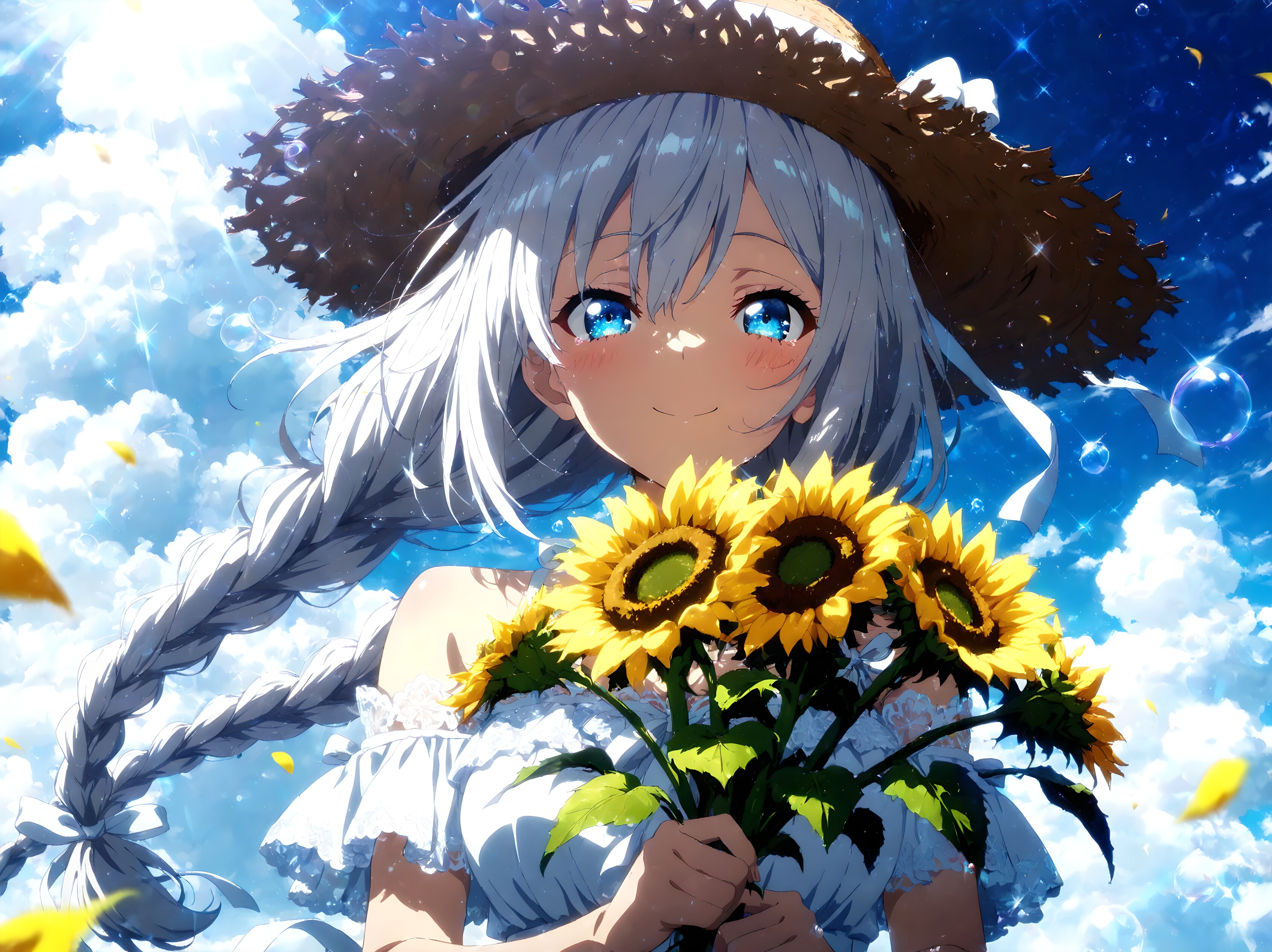 君の笑顔と、夏のひまわり | の人気AIイラスト・グラビア