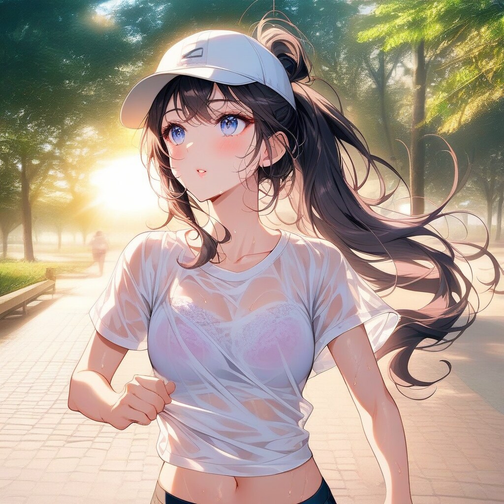 ジョギングの汗で