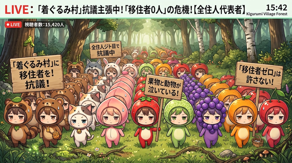 【#ジト目ジトジト】着ぐるみ村代表団によるジト目で抗議中