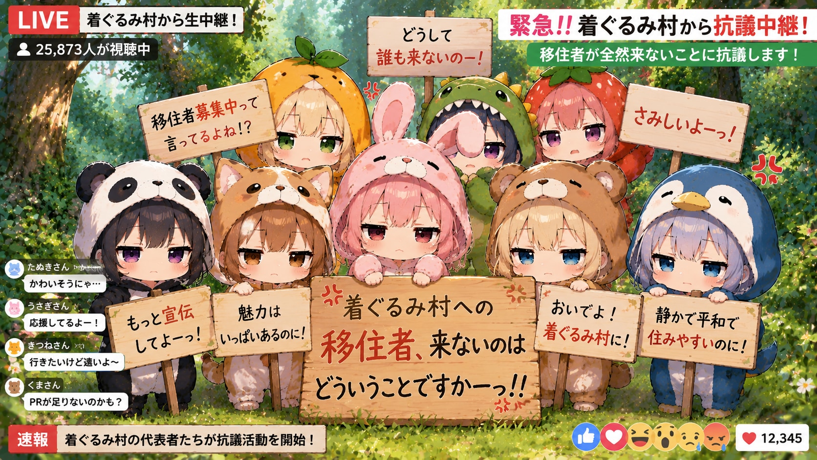 【#ジト目ジトジト】着ぐるみ村代表団によるジト目で抗議中