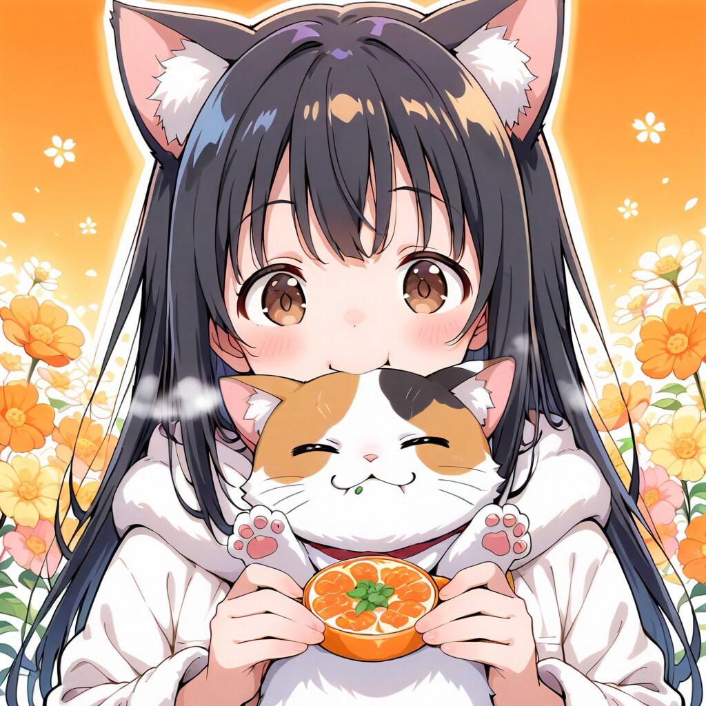 ⬜︎色背景企画「三毛殿とみかん」