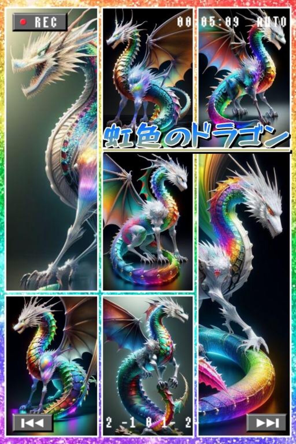 虹色のドラゴン　コラージュ