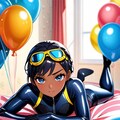 ベッドでダイヴィングスーツ 5枚目