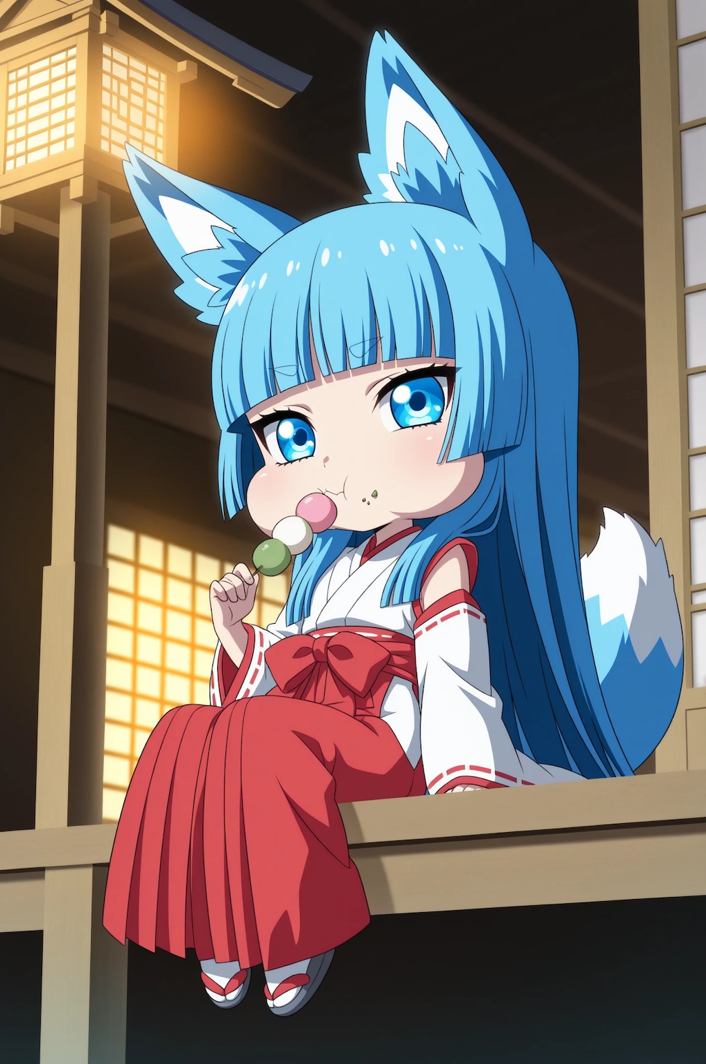 お団子もぐもぐ