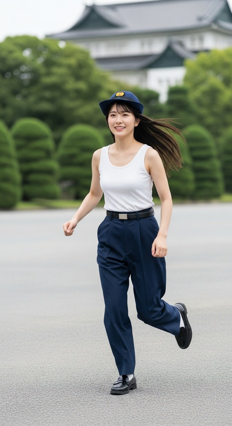 かっこかわいい婦警姫神英梨菜の皇居ランニング