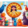 パイを使って動物に円周率を教える女の子 3枚目