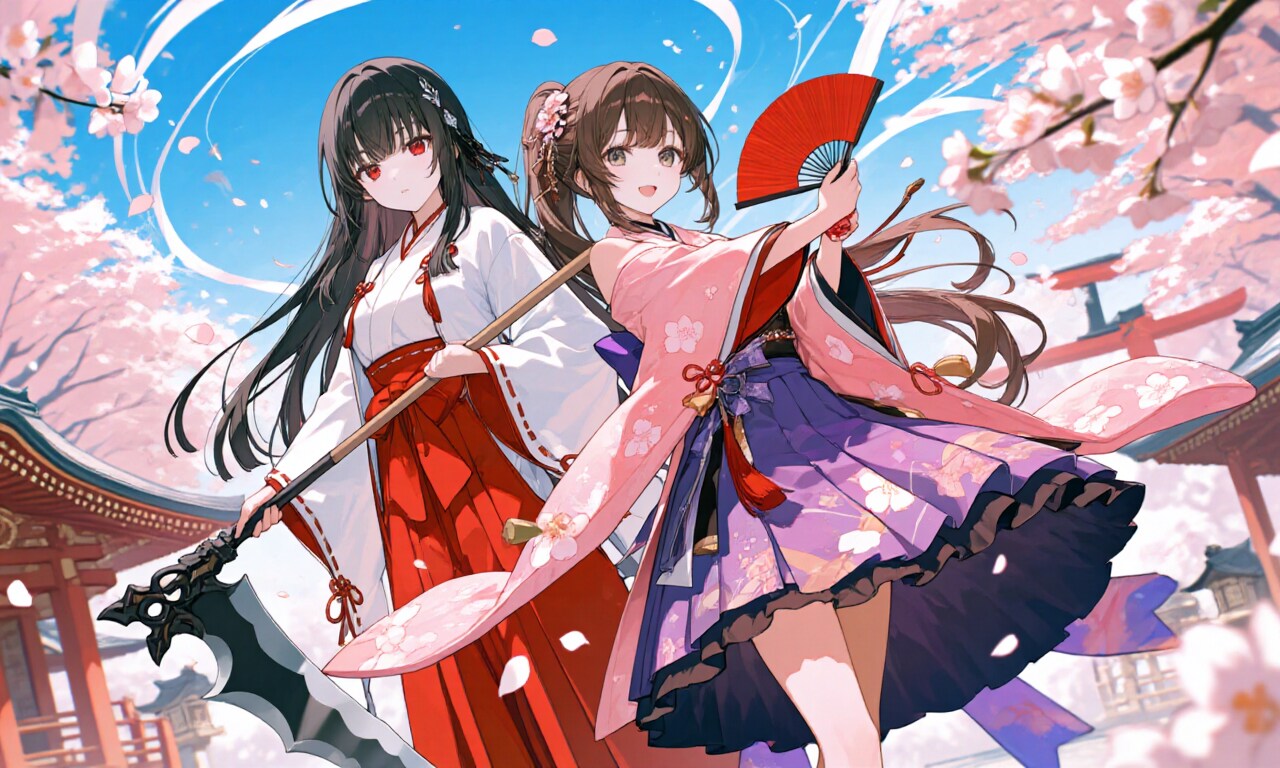 鉄扇女子と大鎌女子