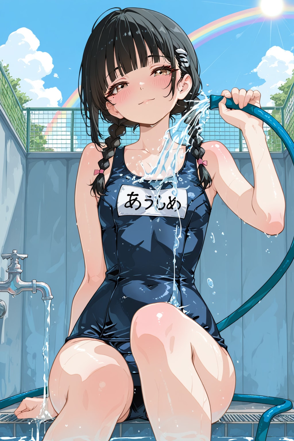 おさげ娘ちゃんの水浴び。