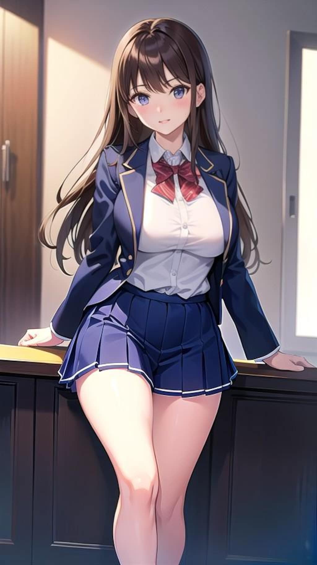 ロングヘアー女子高生