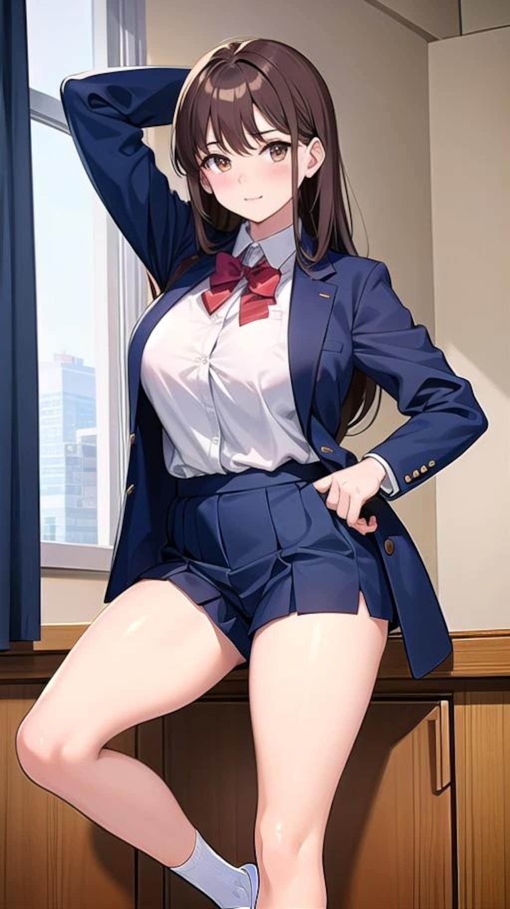 ロングヘアー女子高生